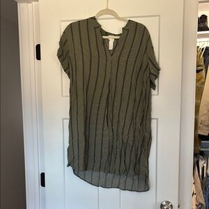 Olive Striped Women's Shift Dress
